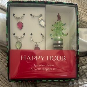 Wine Charm and Bottle Stopper Set